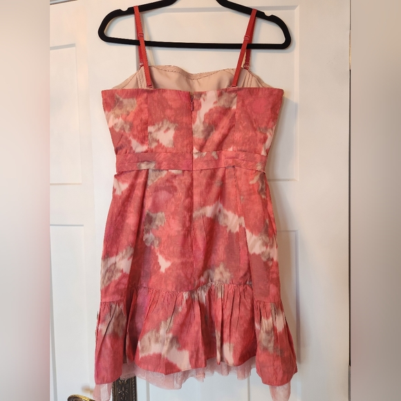 BCBGMAXAZRIA Ikat mini Dress sz 10 6 Pink Corset Tulle Boho Midi cocktail party - Picture 3 of 8